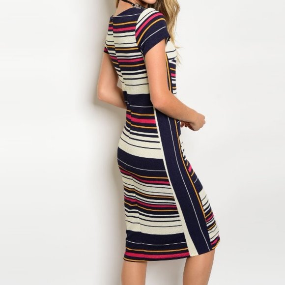 stripe midi sheath dress - Picture 2 of 8